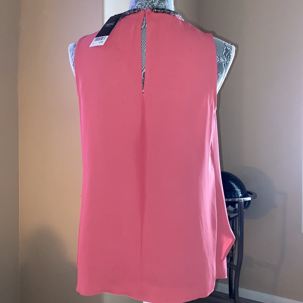 Next pink sleeveless beaded neckline ruffle blouse size 12 - Picture 3 of 10